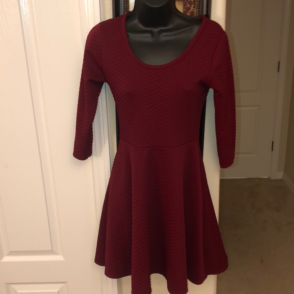 Burgundy A-Line Dress